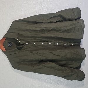 Baird Mcnutt 100% Linen Olive Green Button-Up Shirt.